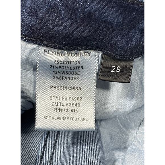 Flying Monkey Women’s Size 29 Front Slit Straight Dark Wash Stretchy Blue Jeans - Picture 11 of 12